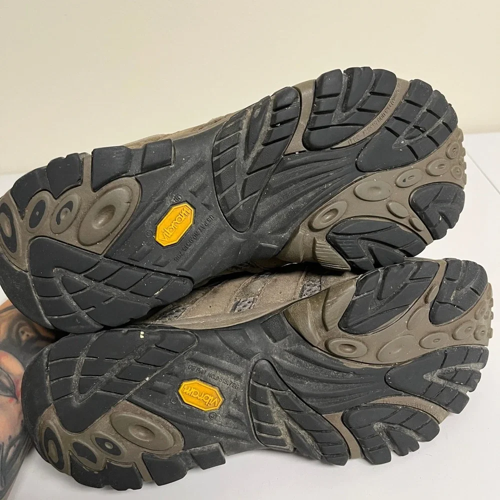 Merrell Moab 2 Waterproof Hiking Shoes Mens 10.5 Brown Grey Vibram J06029